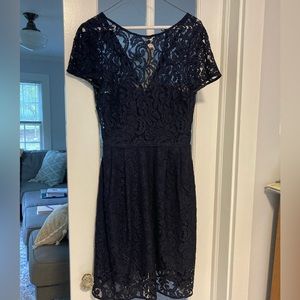 JCrew navy lace a-line dress